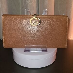 Gucci Brown Wallet with Gold Logo